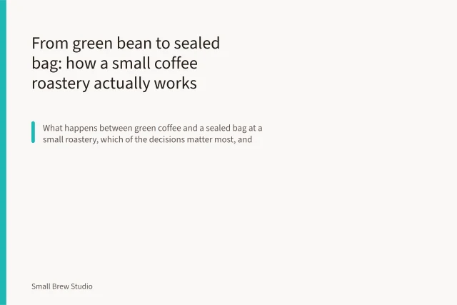 Coffee roasting machine with beans being roasted in a small roastery. From green bean to sealed bag: how a small coffee roastery actually works