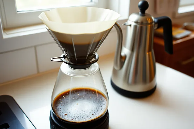 Two pour-over brewers side by side showing flat and uneven coffee beds after brewing. How to build a tasting flight around your brewers