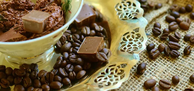 chocolate, coffee, coffee beans, coffee pot, dessert, chocolate pieces, snack, cup, enjoyment, coffee cup, calories, yummy, plate, cute, sweet dish. Snacks worth keeping near a home coffee counter, and what to skip