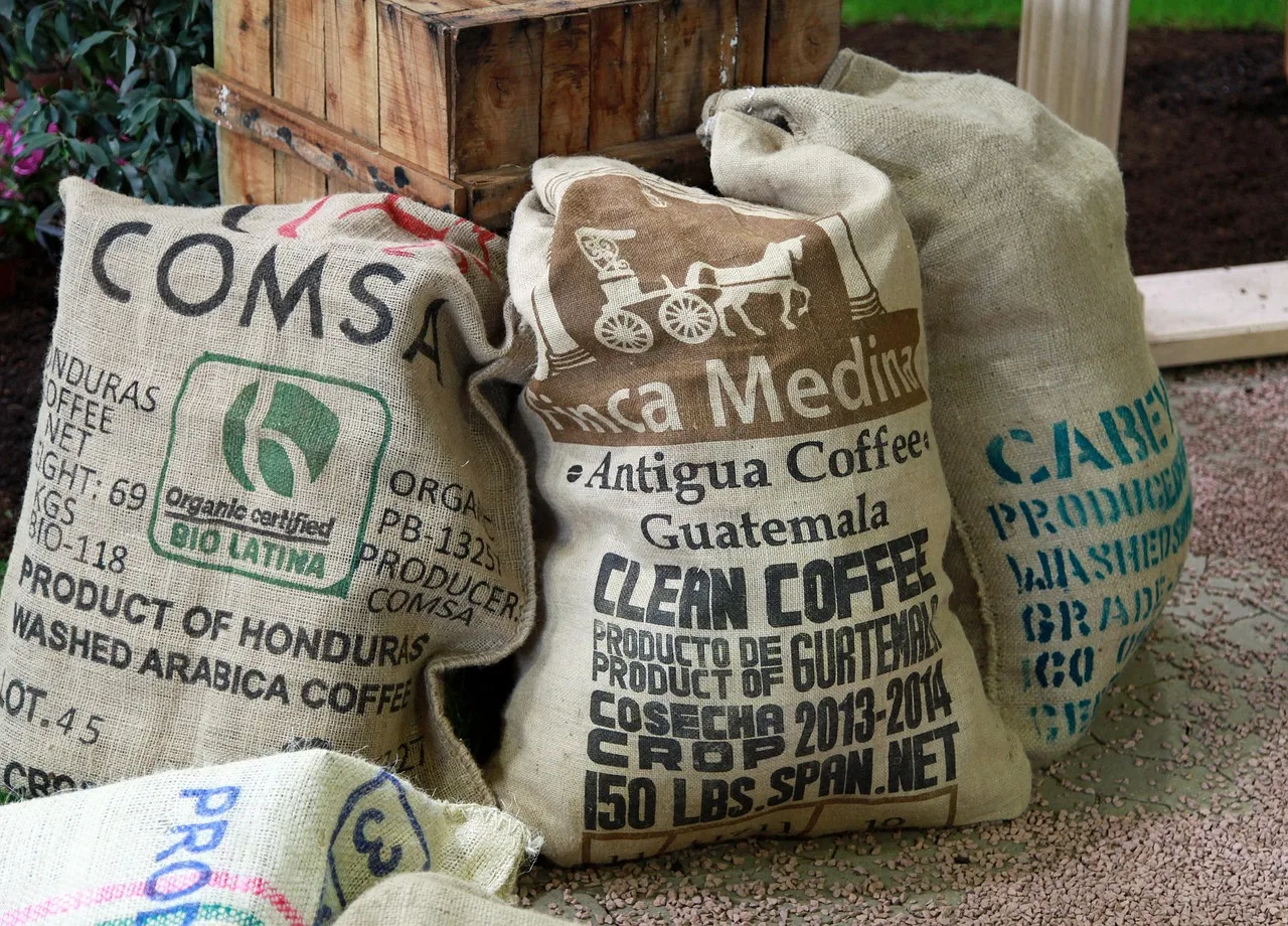 coffee, coffee sack, bags, coffee, coffee sack, coffee sack, coffee sack, coffee sack, coffee sack. Coffee bag origin stories: how to tell checkable details from staging